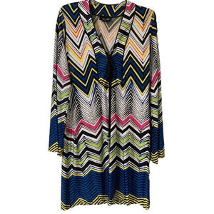 Analili Dress Zig Zag Bright Colors Retro Size Large (E14)